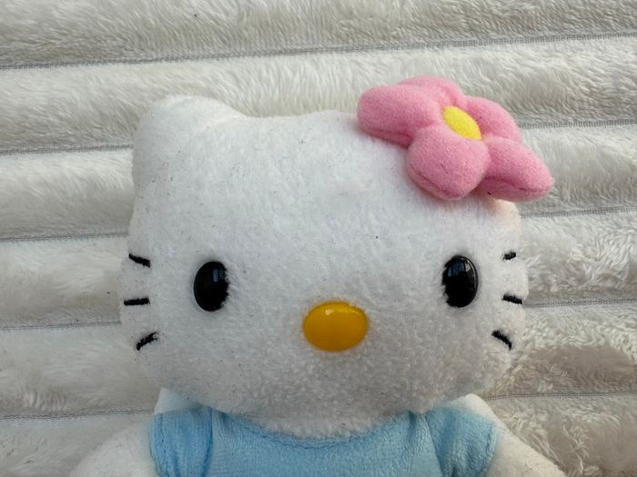 Hello Kitty Beanie TY Sanrio Blue Dress Pink Flower Angel Plush 2009 Used Dirty Please look at the pictures