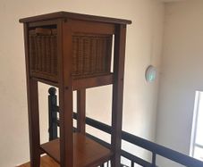Tall Wooden Side Table / Hallway Stand with Wicker Basket