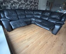 Black leather corner sofa