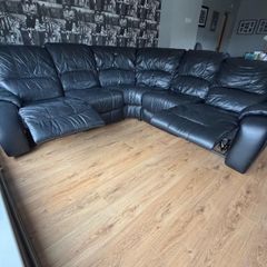 Black leather corner sofa