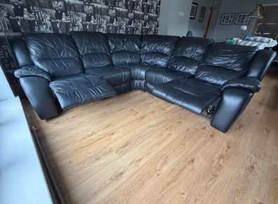 Black leather corner sofa