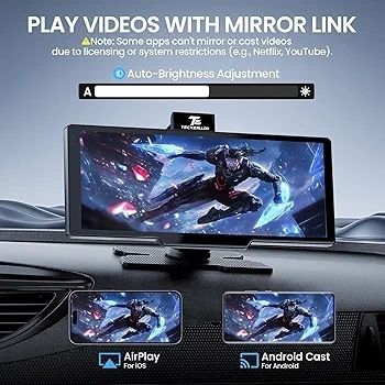 10.26'' Wireless Carplay & Android Auto, Apple Car play Screen with 4K Front & 1080P Rear Camera, Car Tablet Pro Max Touchscreen, 64G with GPS Navigation, Airplay, Mirror Link
