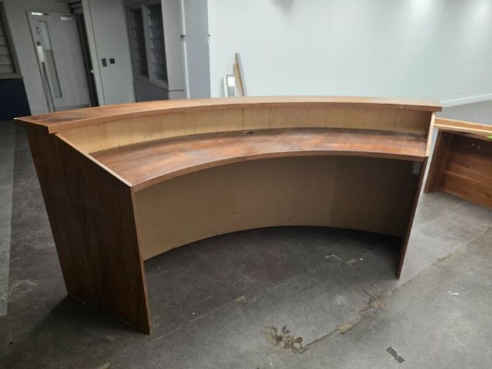 Large Curved Wooden Reception Desk / Shop Counter