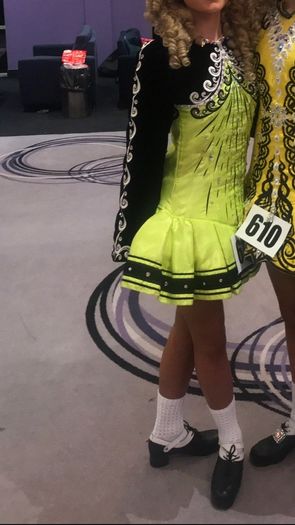 Beautiful yellow and black irish dancing solo dress