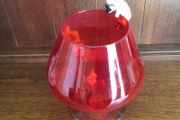 Vintage 1960s Large Red Art  Glass Balloon Brandy Glass Vase with Cat And Mouse
