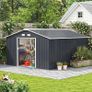 13 x 11ft Garden Metal Storage Shed, Outdoor Storage Tool House with Ventilation Slots, Floor Foundation and Lockable Double Doors, Grey Image 2