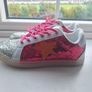 Brand new pink & silver glitter trainers with orange star detail Image 5