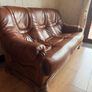Genuine Leather & Wooden Home Furniture Suite. 3 Seater and 2 Armchairs. Image 2
