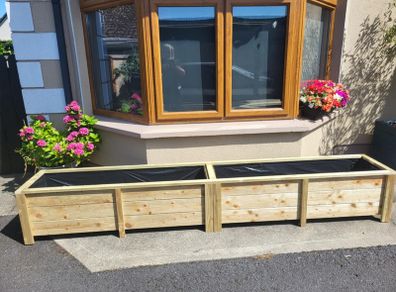 large wooden planters
