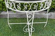 Vintage Kitsch demilune wrought iron table c1950 (1)