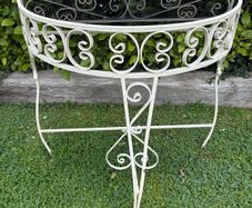 vintage demilune wrought iron table c1950 (1)