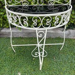 Vintage Kitsch demilune wrought iron table c1950 (1)