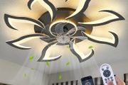Ceiling Fan with Light and Remote Control, Dimmable Bedroom Fan, 6-Speed Settings, Suitable for Bedrooms, Living Rooms, and Kitchens - White