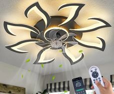 Ceiling Fan with Light and Remote Control, Dimmable Bedroom Fan, 6-Speed Settings, Suitable for Bedrooms, Living Rooms, and Kitchens - White