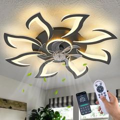 Ceiling Fan with Light and Remote Control, Dimmable Bedroom Fan, 6-Speed Settings, Suitable for Bedrooms, Living Rooms, and Kitchens - White