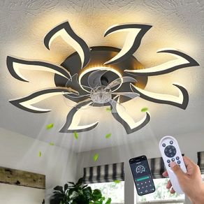 Ceiling Fan with Light and Remote Control, Dimmable Bedroom Fan, 6-Speed Settings, Suitable for Bedrooms, Living Rooms, and Kitchens - White