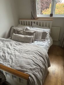 small double bed  4ft cream and wood