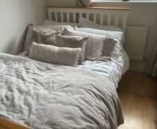small double bed  4ft cream and wood