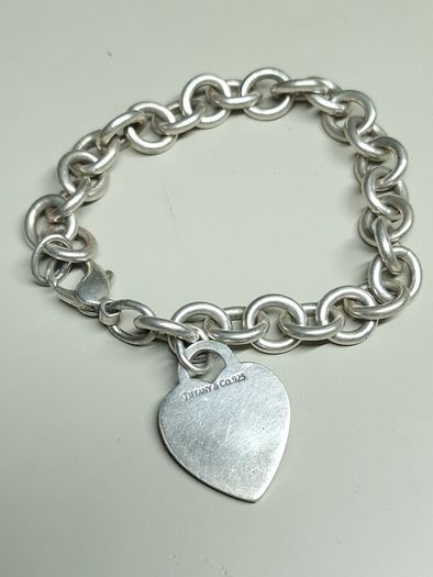 Vintage Tiffany & Co 925 Silver Heart Tag Bracelet