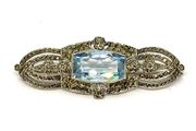 Art deco silver and topaz brooch