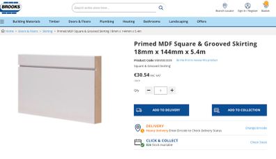 Primed MDF Square & Grooved Skirting 18mm x 144mm x 5.4m