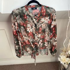 Wallis Khaki Floral Blouse