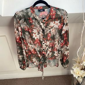 Wallis Khaki Floral Blouse