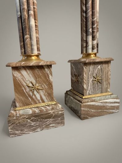 Pair of Marble and Brass Columns