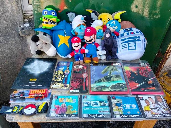 action figure, graphic novel, toys,books, VHS massive collection