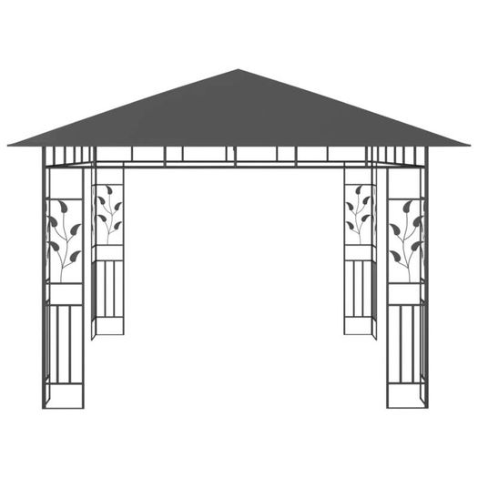 Gazebo with Mosquito Net and String Lights 3x3x2.73 m Anthracite 180 g/sq.m