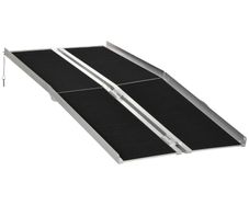 Wheelchair Ramp Loading Ramp Access Ramp Non-Slip Foldable with Safety Edges Max. 270 Kg dim. 183L x 73.5W cm Aluminum Black