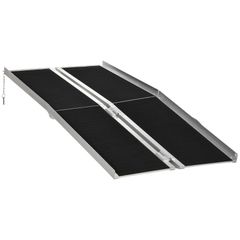 Wheelchair Ramp Loading Ramp Access Ramp Non-Slip Foldable with Safety Edges Max. 270 Kg dim. 183L x 73.5W cm Aluminum Black