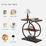 Narrow End Table 3-Tier Round Side Table with Geometric O-Shaped Base Industrial Small Sofa Table Image 3