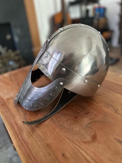 Metal medieval viking helmet