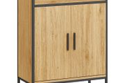 Bathroom cabinet, two-tier shelves, large drawer, industrial style, oak effect
