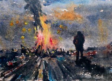 keeping warm watercolour
