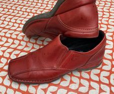 Pair of Pikolinos Leather Loafer Shoes, Red, Size 39