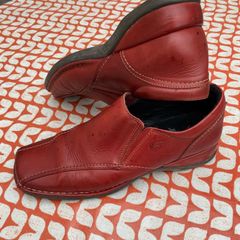 Pair of Pikolinos Leather Loafer Shoes, Red, Size 39