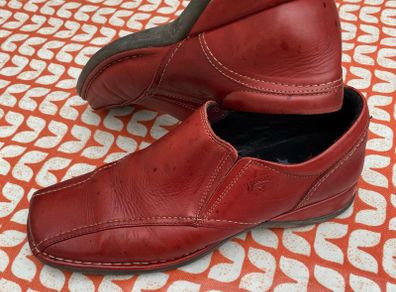 Pair of Pikolinos Leather Loafer Shoes, Red, Size 39