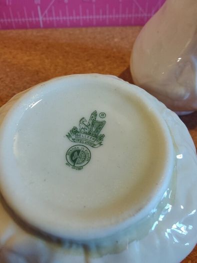 Beleek Irish Pottery Lily Cream and Sugar Set