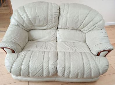 Leather 2-seater sofa