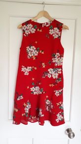 Red Flowery Warehouse Dress Size 14