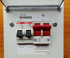 Wylex 63A shed / garage circuit board