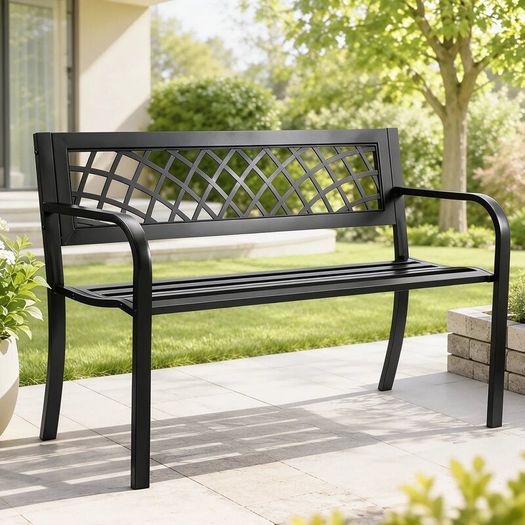 Outdoor Bench, 46 inches Metal Garden Bench for Outdoors, 480 lbs Load Capacity Bench