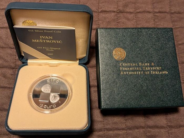 Proof Euro coin 2007, Ivan Mestrovic, 15 Euro silver