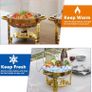 4 Pack Gold Round Chafing Dish Buffet Set, 5 QT Buffet Warmer Food Server with Clear Lid and Utensils, Stainless Steel Food Warmers for Parties, Weddings, Catering Events Image 3