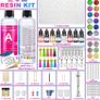 Epoxy Resin Kits for Beginners, 192 Pcs Letter Number Resin Moulds Silicone Keyring Making Kit, with 400ml Clear Resin, Resin Accessories/Pigment/Glitter Sequin/Gold Leaf/Keychain Tassels (FREE POSTAGE) Image 2