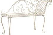 Garden Chaise Lounge | Antique White | Metal | Decorative Inlays