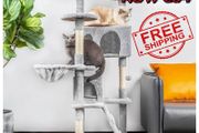 NEW SALE | Cat Tree, 151cm Cat Scratching Post Stable Cat Tower for Large Cat, Activity Centre Cat Climbing Tree with 2 Cat House, Hammock, 4 Sisal Posts, Ladder, and Rest Place for Indoor Cat
