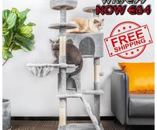 NEW SALE | Cat Tree, 151cm Cat Scratching Post Stable Cat Tower for Large Cat, Activity Centre Cat Climbing Tree with 2 Cat House, Hammock, 4 Sisal Posts, Ladder, and Rest Place for Indoor Cat